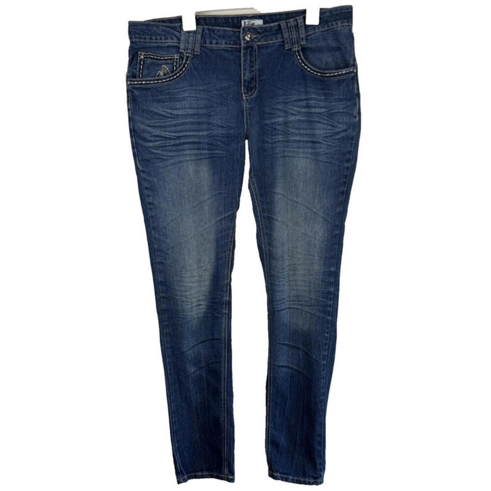 Klip Jeans Women's Skinny Leg Dark Wash Embellished Pockets Size 18